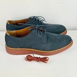 Men's 12 - Johnston & Murphy Upton Plain Toe Oxfords Navy Nubuck Shoes